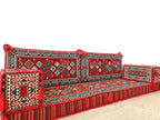 Arabic Floor Seating Sofa Red Set Cushions Turkish Jalsa Arabic Majlis Rug Oriental Home Decor Moroccan Sofa bohemian furniture Kilim Cover