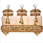 Glass Spice Hurrem Style With Jar Spice Container 3 Pcs/Set Organizer Cans Pepper Shaker Storage Box With Tray Kitchen