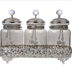 Glass Spice Hurrem Style With Jar Spice Container 3 Pcs/Set Organizer Cans Pepper Shaker Storage Box With Tray Kitchen