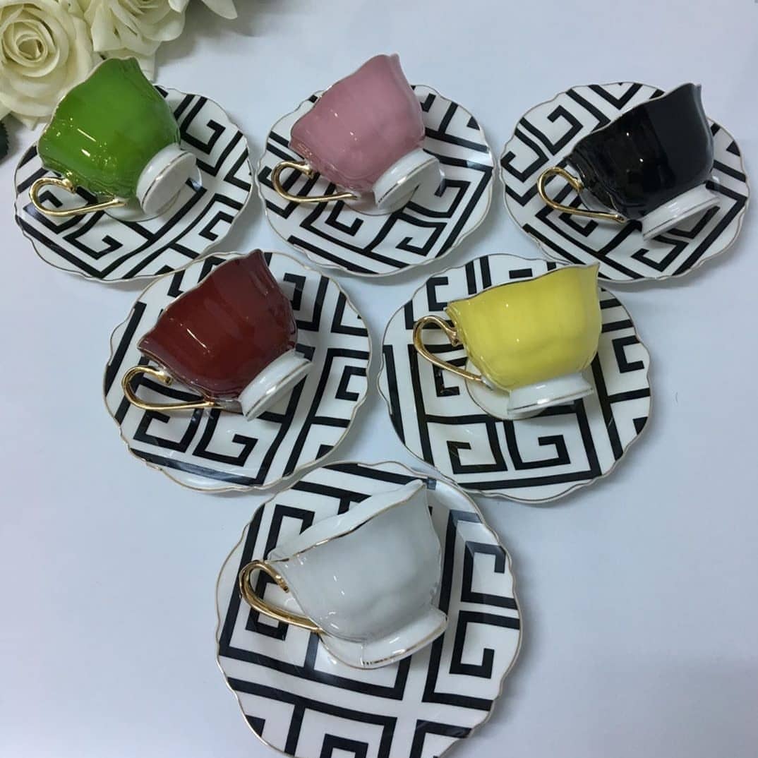 Porcelain Coffee Cups and Saucers Set High Quality Ceramic Coffee Mugs Best for Home Decoration Demistasse Coffee Set Secondary image