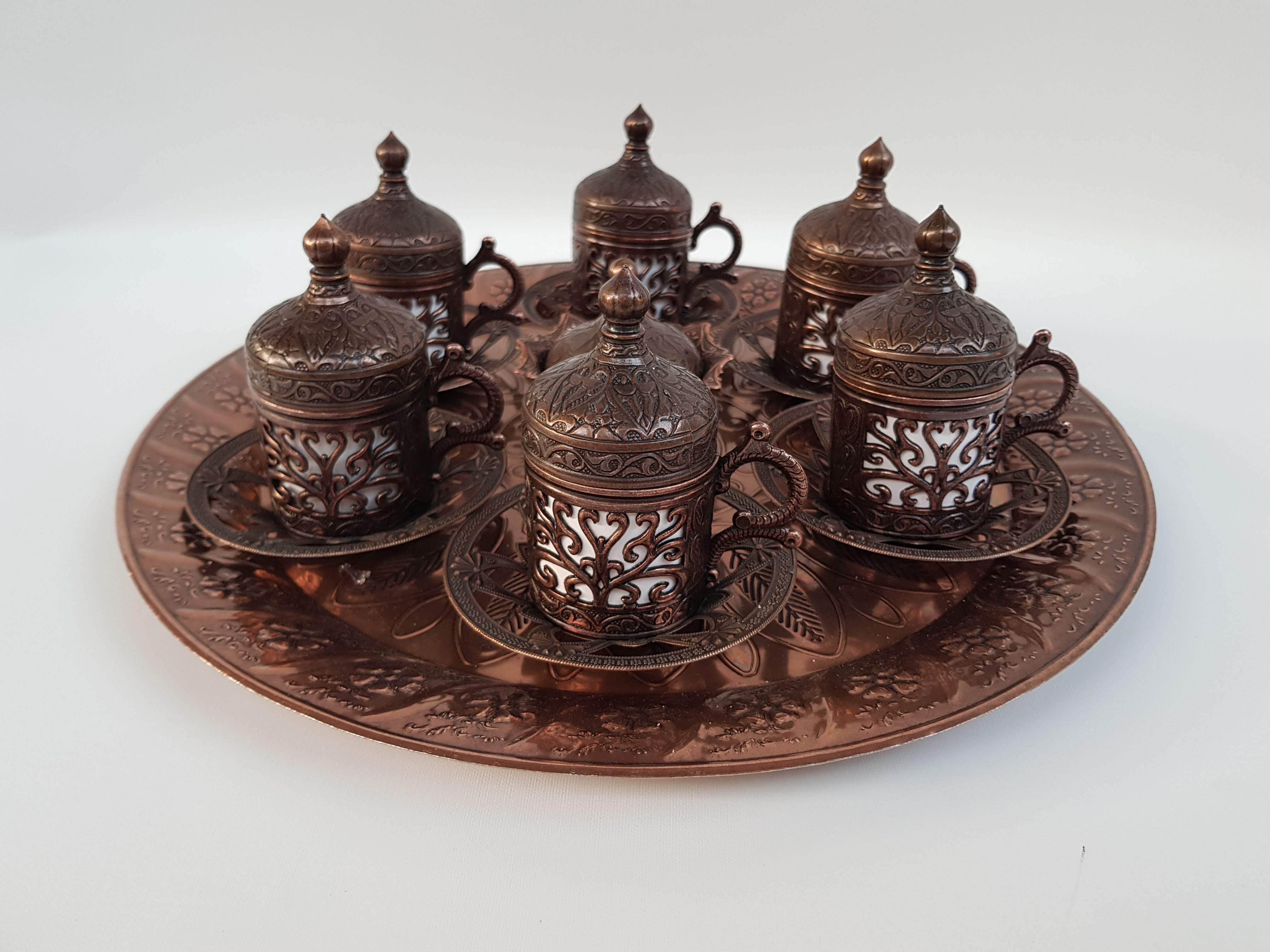 Ottoman Turkish Coffee Cups Set / 6 pcs Handmade Copper Arabic Coffee Set Tea Cups Espresso Set Made in Turkey Secondary image