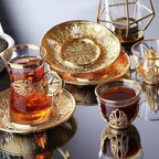 18 pieces Authentic Turkish Tea Cups And Saucers Set For Six Person