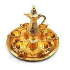 Drinking of Zamzam Set Silver Marbled Plated Tray Cups Islamic eid al adha gift