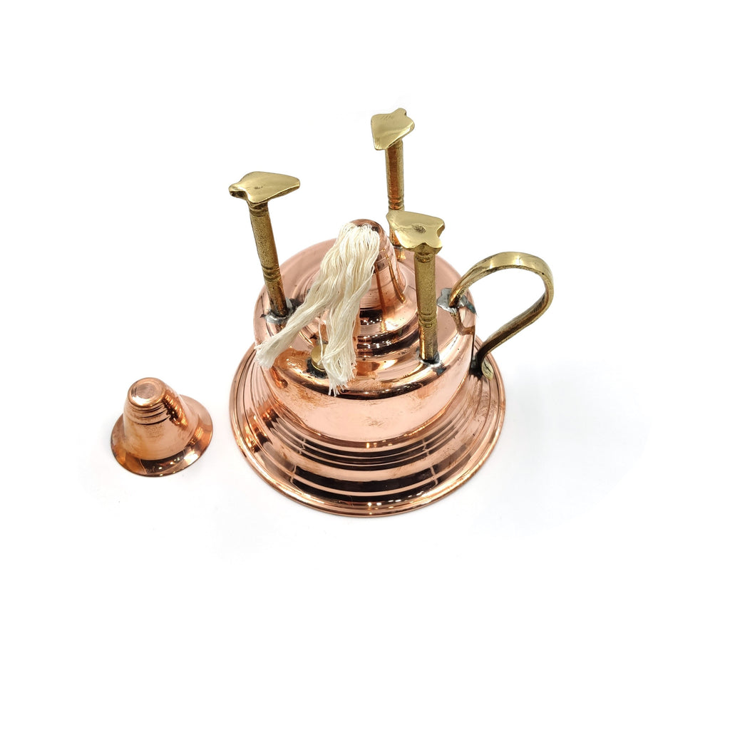 Brass Handmade Copper Turkish Coffee Maker Alcohol Burner Brewing English Coffee Using Traditional Tabletop Burner