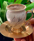 ACAR Gold Turkish High Quality Porcelain Coffee Cups and Saucers Set Ceramic Coffee Mugs Best for Home Decoration Demistasse Coffee Set