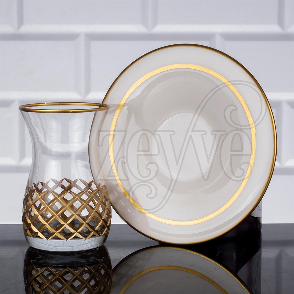 12 Pieces Turkish Tea Crystal Cutting Model Porcelain Cups Demitasse Secondary image