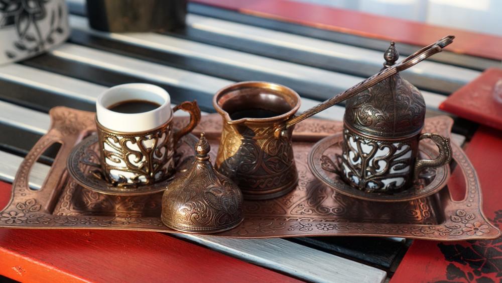 Handmade Clover Design Turkish Coffee Espresso Serving Set for 2 Secondary image