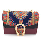 Fashion Girl Vintage Bohemian Woven Women Retro Weave Feather Tassel Flip Cover Crossbody Bag Shoulder Bag