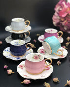 ACAR Turkish High Quality Porcelain Coffee Cups and Saucers Set Ceramic Coffee Mugs Best for Home Decoration Demistasse Coffee Set