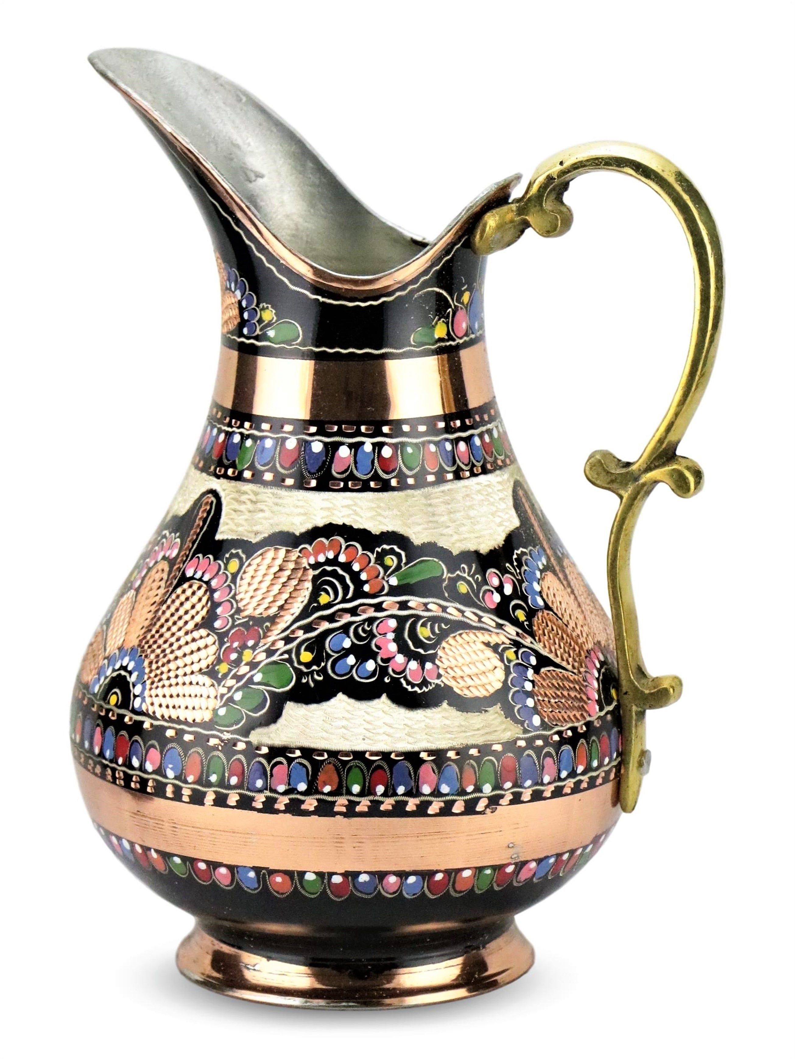 Athentic Copper Turkish Water Pitcher Erzincan Hand Hammered Model Juice Jug Pure 2 Lt (70 floz) Main image