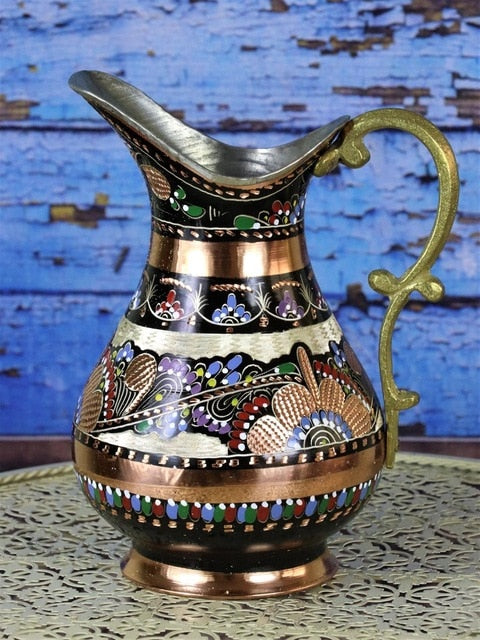 Athentic Copper Turkish Water Pitcher Erzincan Hand Hammered Model Juice Jug Pure 2 Lt (70 floz)